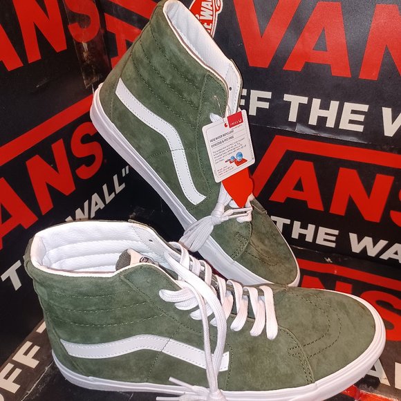 Vans Men's 11 Sk8-Hi Pig Suede Grape Leaf Green/White VN0A4BVT50K - Picture 1 of 14